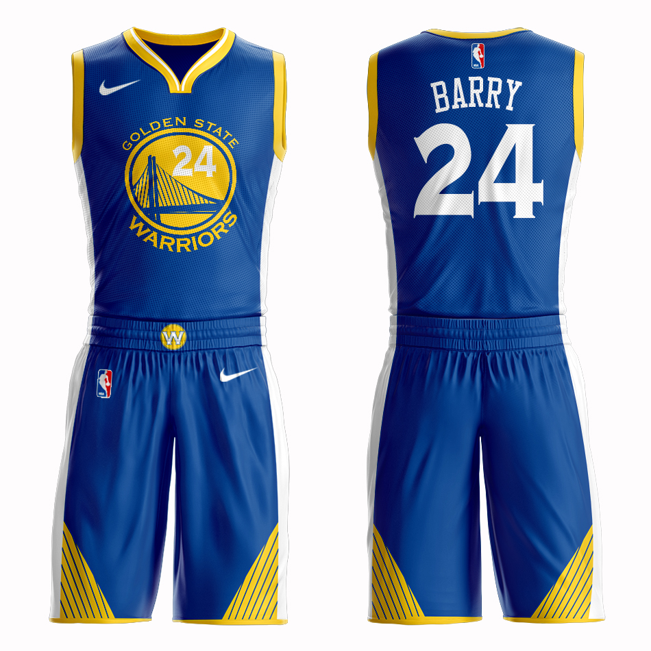 Men 2019 NBA Nike Golden State Warriors 24 Barry blue Customized jersey